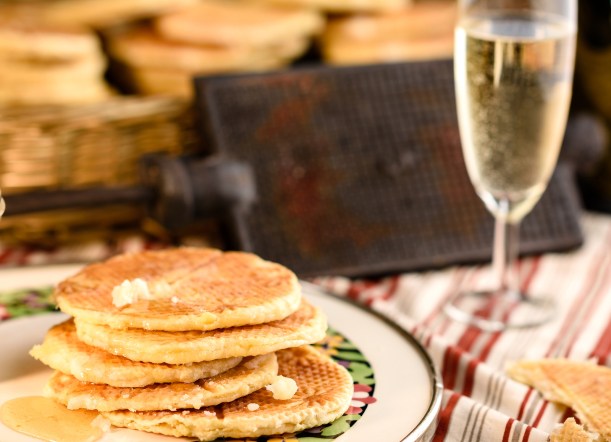 Belgian waffles with honey